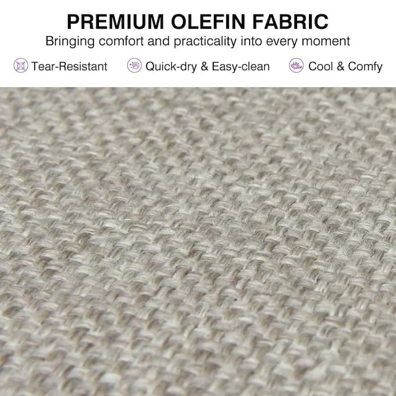 PURPLE LEAF Santorini 7 Piece Khaki Patio Sectional Sofa Set with Ottoman Cushions Poolside Garden Outdoor Conversation Sets