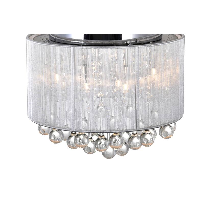 Water Drop 6 Light Drum Shade Flush Mount With Chrome Finish