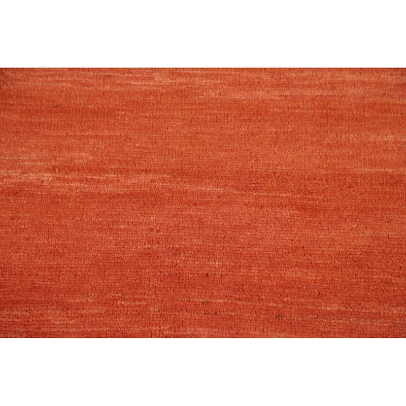 Orange Modern Gabbeh Oriental Area Rug Handmade Stripe Wool Carpet - 4'10" x 6'5"