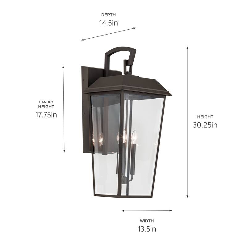 Kichler Lighting Mathus 30.25 in. 3-Light Outdoor Wall Sconce