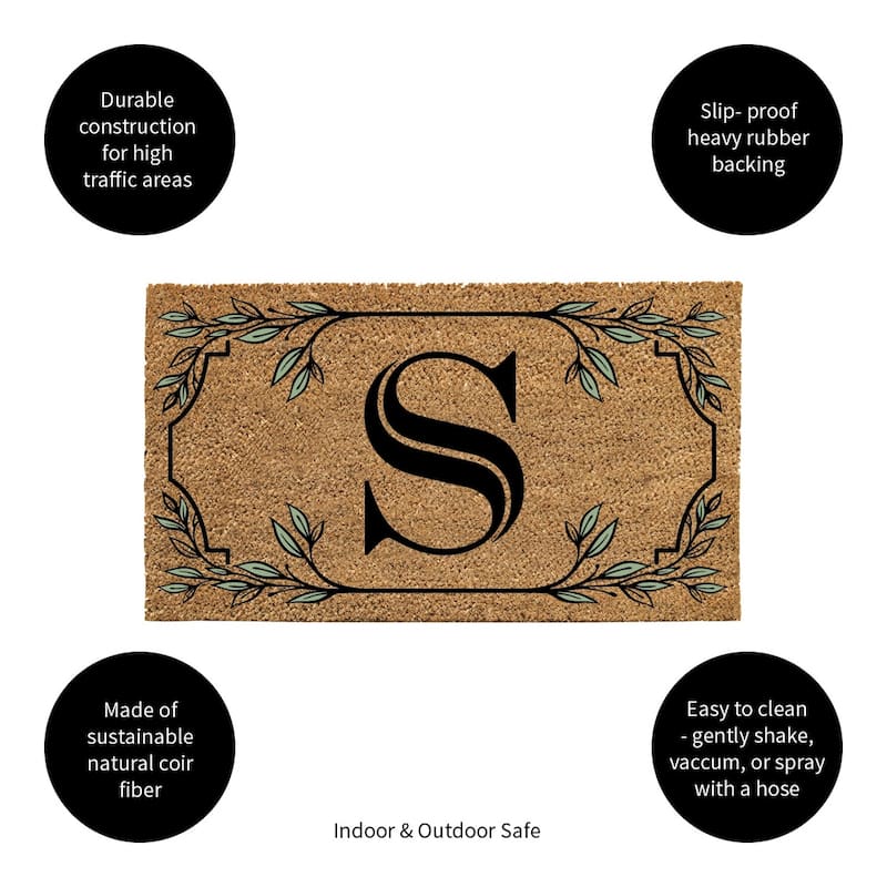 28 in. x 16 in. Monogram Coir Mat, Letter "S"