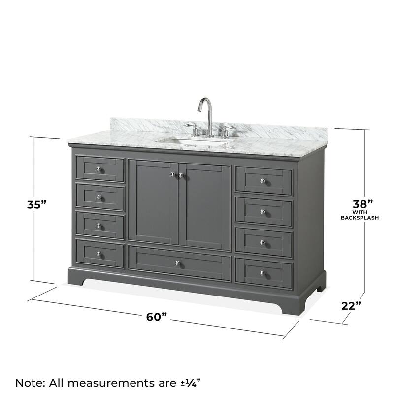 Wyndham Collection Deborah 60" Free Standing Single Vanity Set with