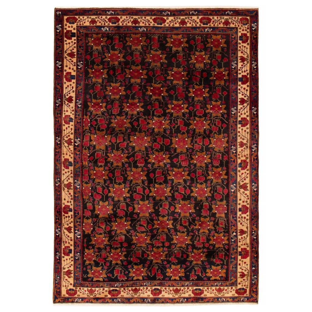 ECARPETGALLERY Hand-knotted Melis Vintage Black, Red Wool Rug - 6'8 x 9'7