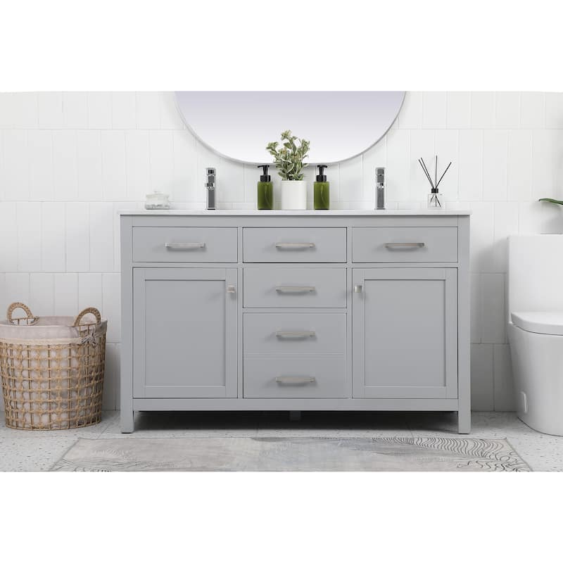 Prestige 54 - 72 Inch Double Bathroom Vanity - 54 Inches - Grey