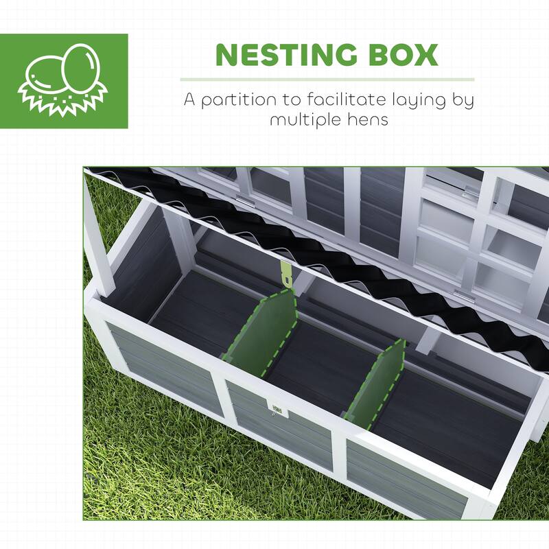 PawHut Wooden Chicken Coop, 39" Chicken House with Nesting Box, Pull-Out Tray, Waterproof Roof, Hen House Outdoor Poultry Cage