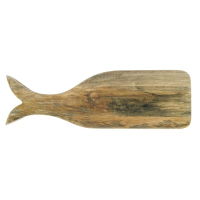 Mango Wood Whale Shaped Cheese and Cutting Board - 20.3"L x 6.3"W x 0.6"H