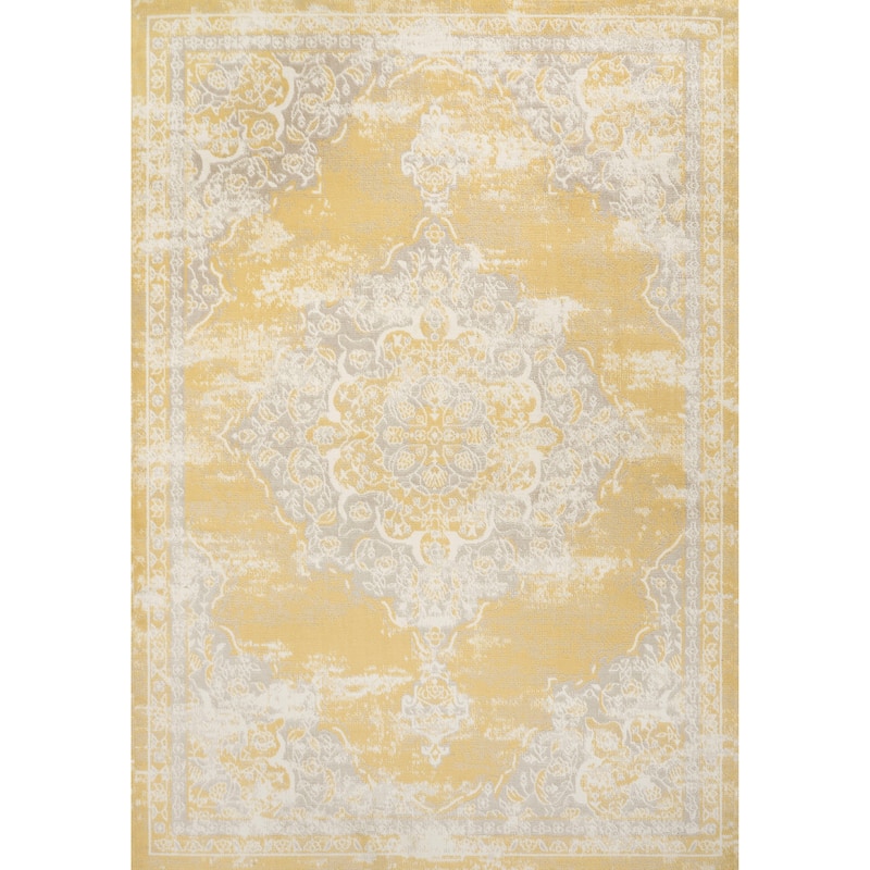 JONATHAN Y Rosalia Ornate Medallion Modern Area Rug - 5 X 8 - Yellow/Cream