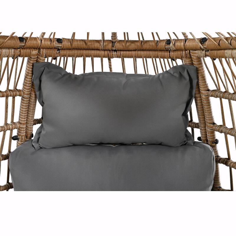 Swivel Rattan Egg Patio Chair with Cushions and Rocking Function