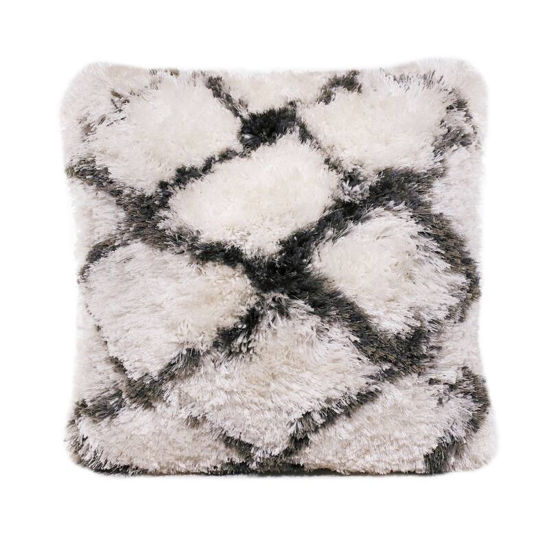 20" White and Black Diamond Criss Cross Handmade Square Throw Pillow
