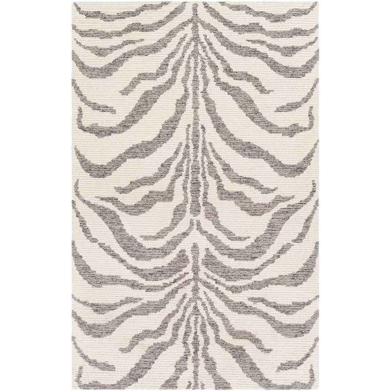 Artistic Weavers Celiena Handmade Modern Zebra Wool Area Rug - Dark Grey - 2' x 3'