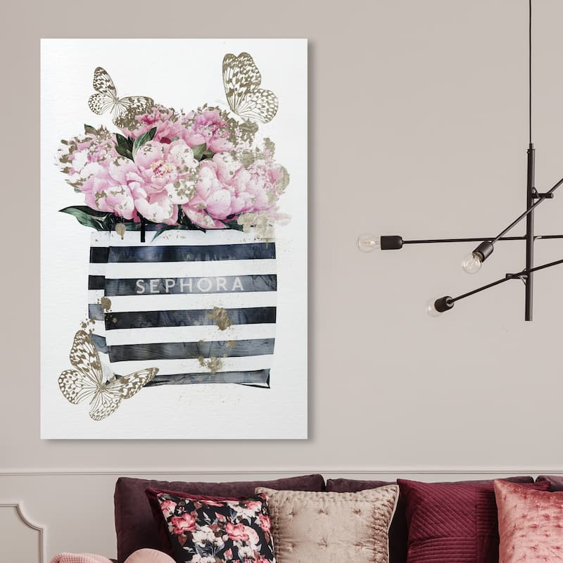 Wynwood Studio Fashion and Glam Loveland Butterflies Pink and Metallic Gold Glam Wall Art Canvas Print - 45 x 30