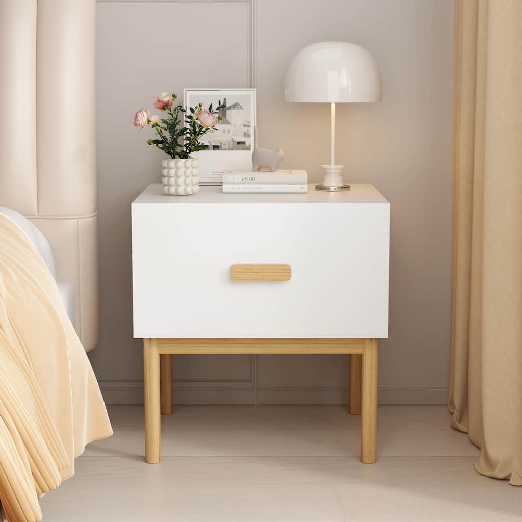 Modern Nightstand with Drawer, Minimalist Bedside Table