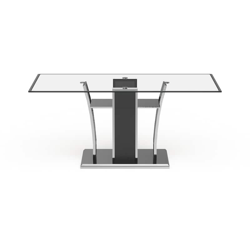 Furniture of America Resk Modern 72-inch Glass Top Wood Dining Table