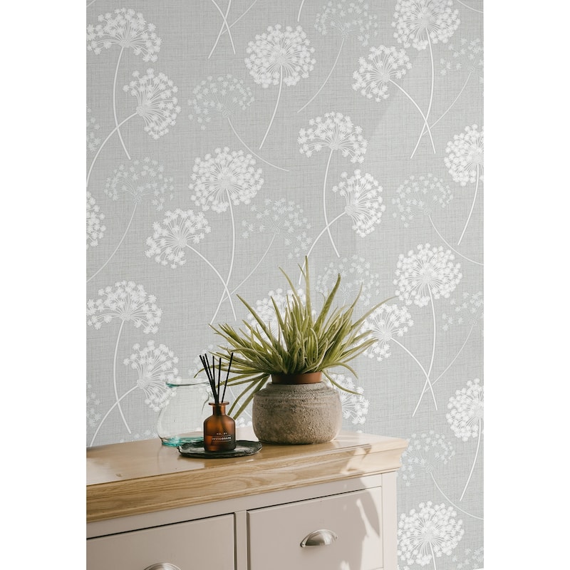 Fine Decor Grace Grey Floral Wallpaper