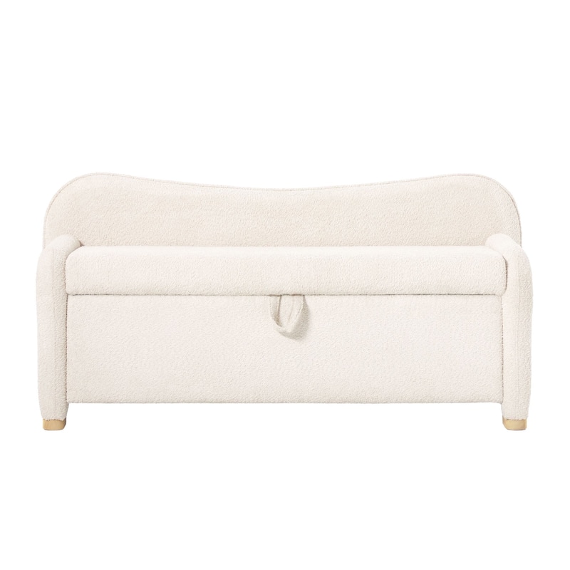 Walker Edison Modern Upholstered Curved Bench with Hidden Storage