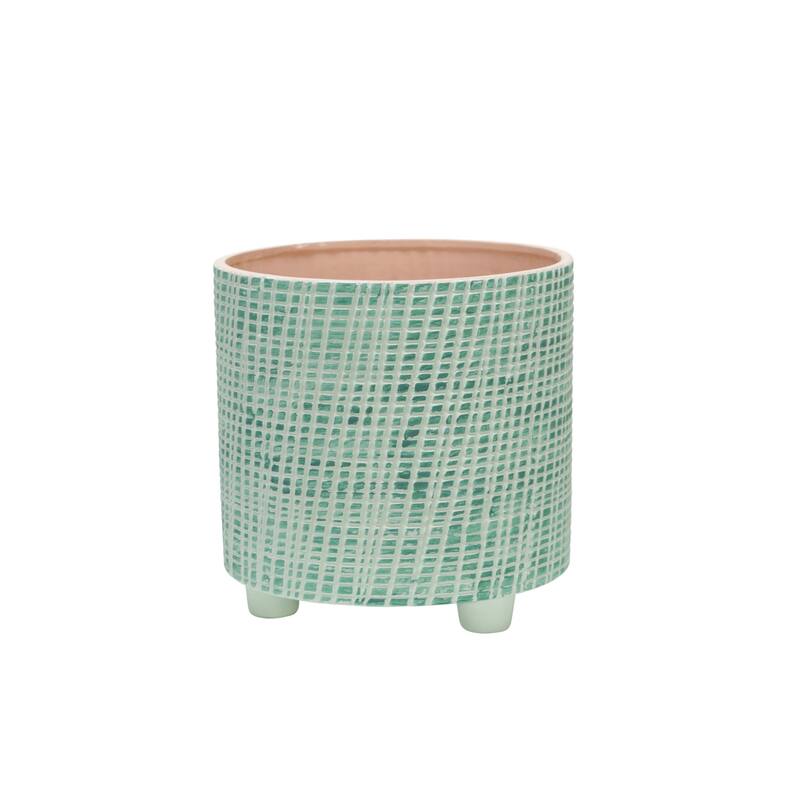 Sagebrook Home Modern Abstract Footed Ceramic Planter Set of 2