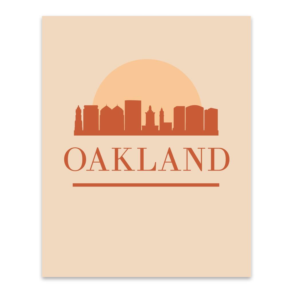 Oakland California City Cityscape Metal Wall Art Print