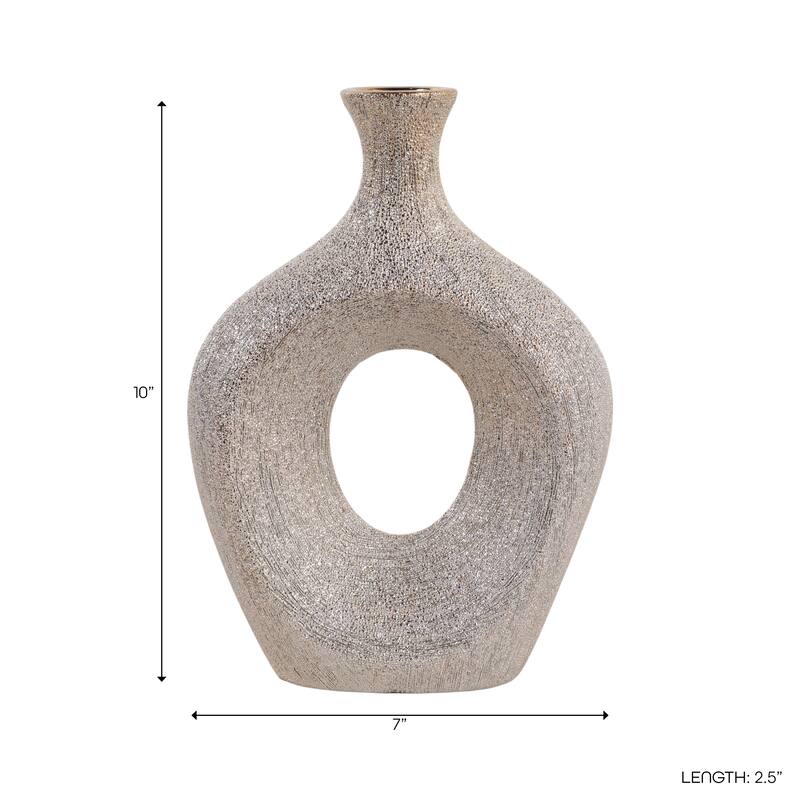 Modern Oval Ceramic Table Vase Cut-Out Design