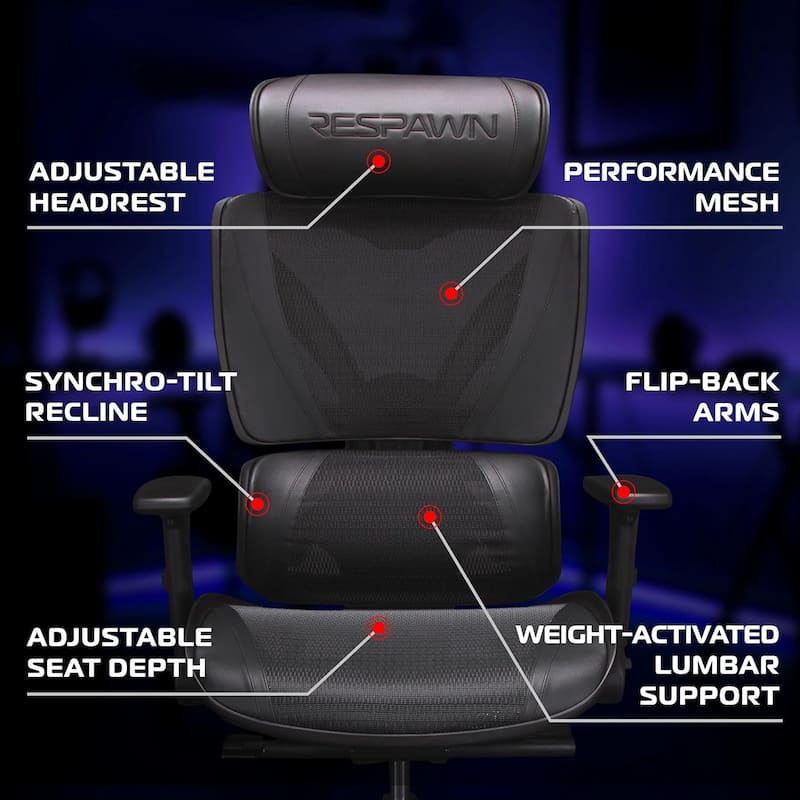 RESPAWN SPECTER Ergonomic Mesh Office Chair, High Back Home PC Computer Desk Gaming Chair