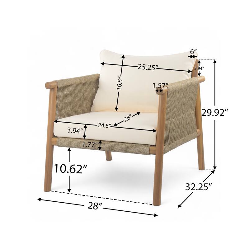 Christopher Knight Home - 28" Modern Outdoor Woven Lounge Chair with Solid Wood Frame and Comfortable Polyester Cushions