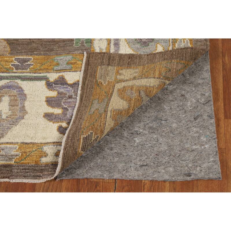 Hand Knotted Oriental 100% Wool Carpet Transitional All-Over Brown Oushak Area Rug - 8' 9'' X 6' 4''
