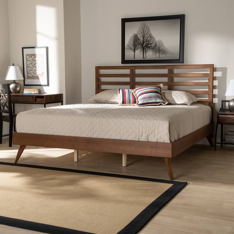 Shiro Mid-Century Modern Wood Platform Bed