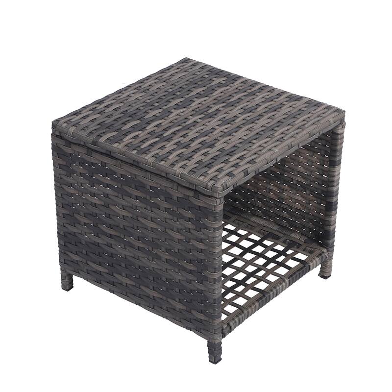 5-Piece PE Rattan Outdoor Patio Set with 2 Chairs, 2 Ottomans, Coffee Table