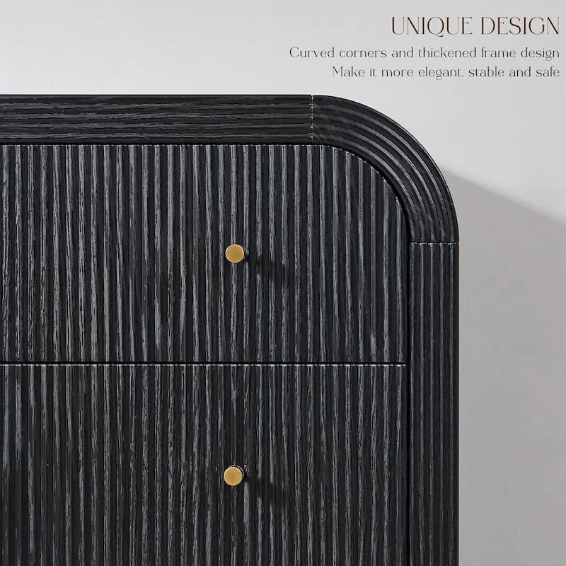 Modern Fluted 5 Drawers Dresser, Wood Chest of Drawers for Bedroom