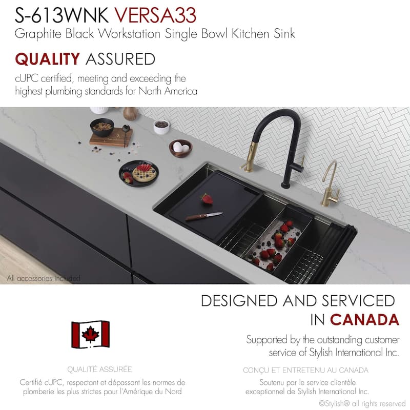 Versa33 Undermount 33" Single Bowl Stainless Steel Kitchen Sink - 33" x 19" x 10"