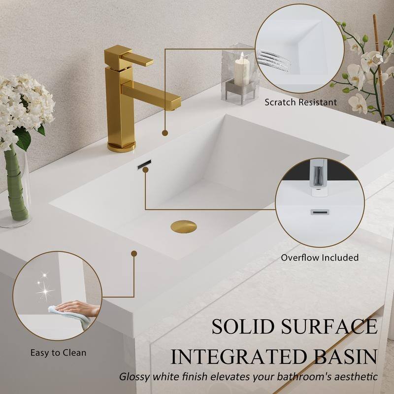 Abruzzo 36" Freestanding Bathroom Vanity with Stone Resin Sink and Two Soft Close Drawers