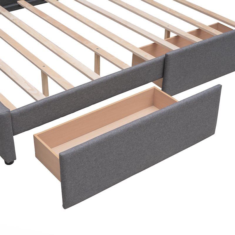 Upholstered Platform Bed with 2 Drawers and 1 Twin XL Trundle