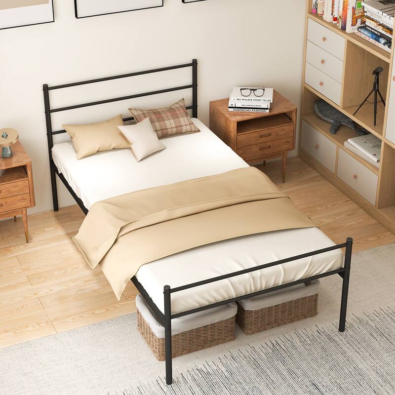 Costway Twin Metal Bed Frame Mattress Foundation No Box Spring Needed