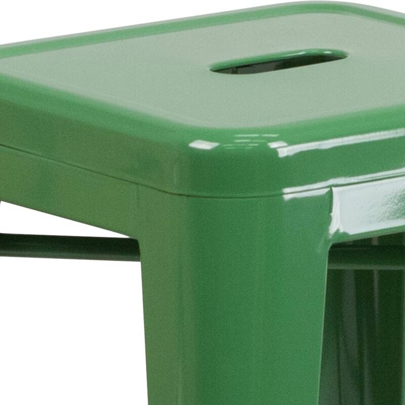 24" High Backless Metal Indoor-Outdoor Counter Height Stool w/Square Seat