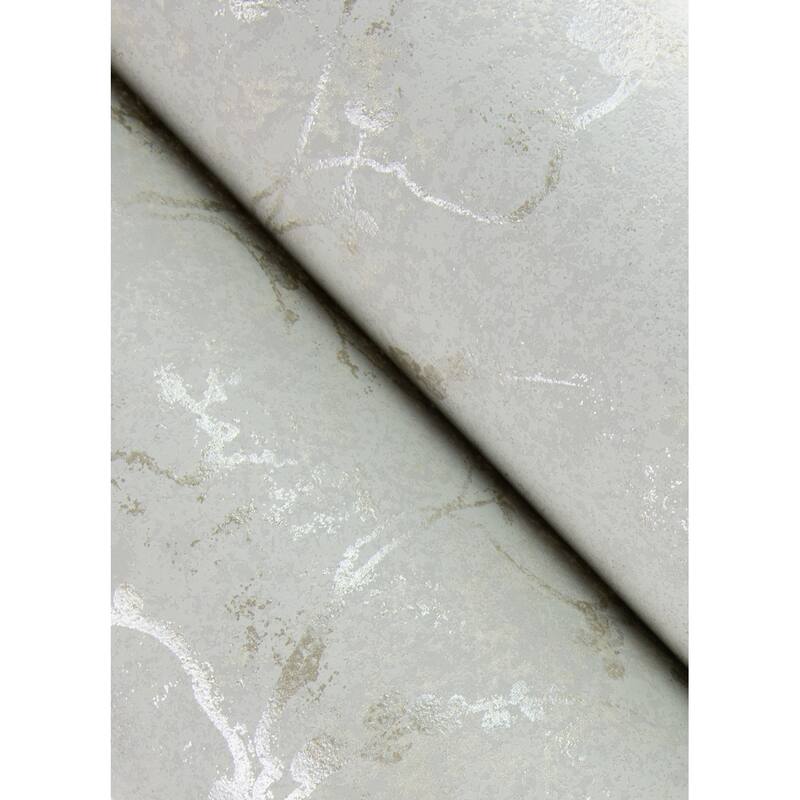 A-Street Prints Mahina Silver Floral Vine Wallpaper
