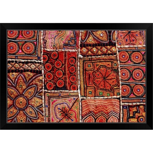 "Handicraft fabric art." Black Framed Print