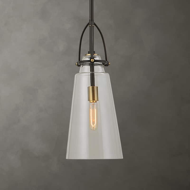 Black Glass Hanging Pendant Ceiling Light Fixture - 20"