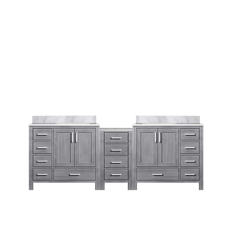 Coraline 92 in W x 22 in D Double Bath Vanity and Carrara Marble Top - Distressed Grey