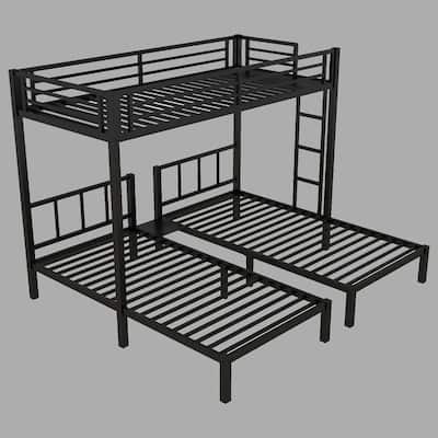 Sturdy Metal Triple Bunk Bed, Twin/Twin/Twin or Twin XL/Twin/Twin, Detachable Design, Safety Guardrails