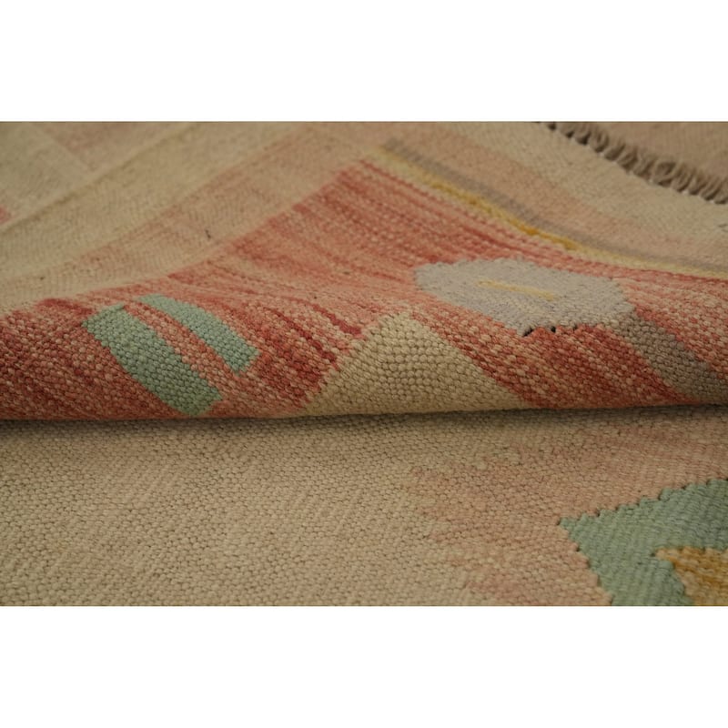 Hand Woven Oriental 100% Wool Carpet Southwestern Tribal Brown Kilim Area Rug - 8' 10'' X 6' 0''