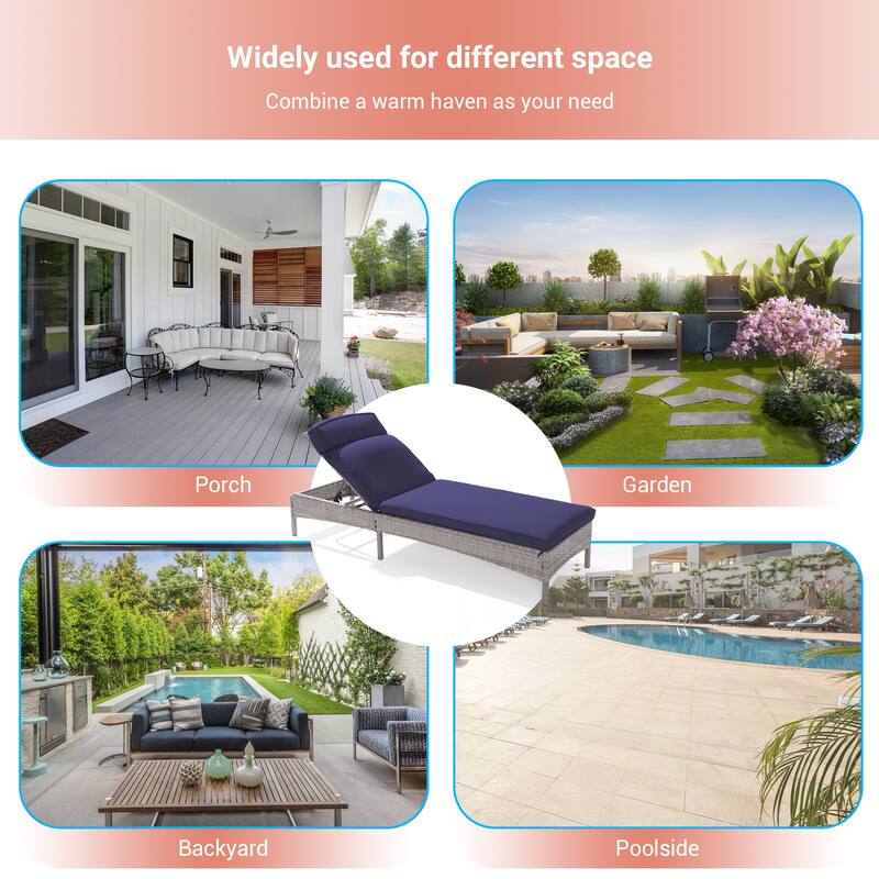 LIVOOSUN 2Pcs Patio Chair Rattan Single Lounge Water-Repellent Cushion