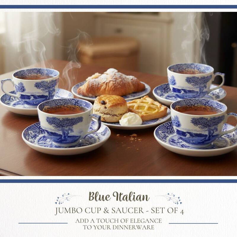 Spode Blue Italian Jumbo Cup and Saucer Set
