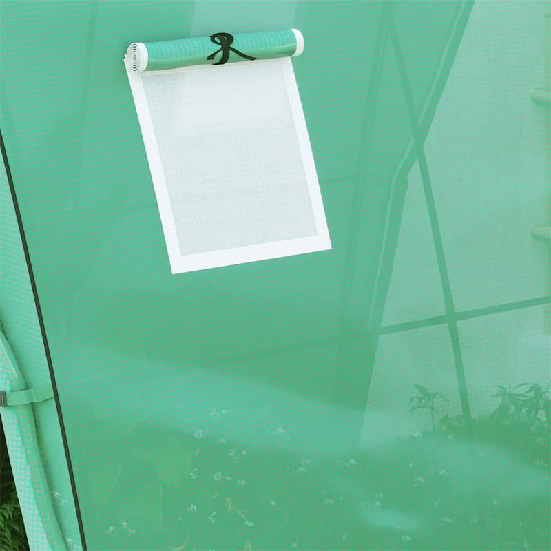 High Tunnel Garden Greenhouse with Mesh Windows and Sandbag Weight System and Zipper Access