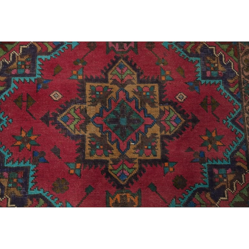 Hand Knotted Oriental 100% Wool Carpet Traditional Geometric Pink Tabriz Area Rug - 12' 4'' X 4' 6''