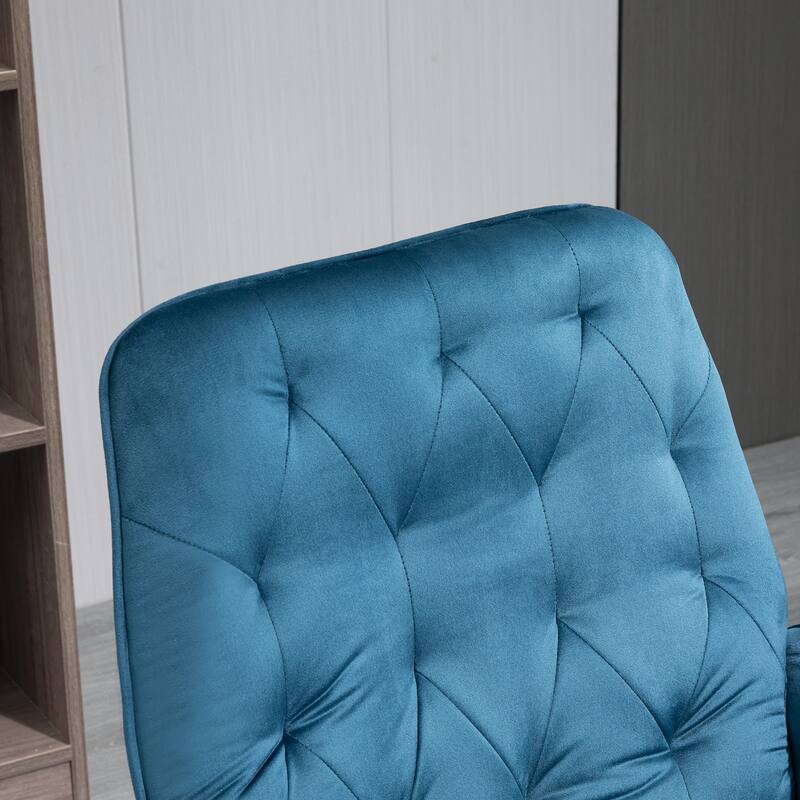 Vinsetto Modern Mid-Back Tufted Velvet Home Office Desk Chair with Arms, Swivel Adjustable Accent Chair with Soft Seat