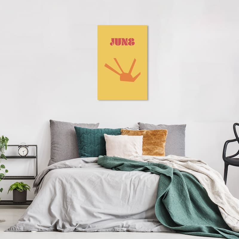 Wynwood Studio Canvas Typography and Quotes June Simple Nature Yellow and Modern & Contemporary Wall Art Canvas Print - 24 x 16