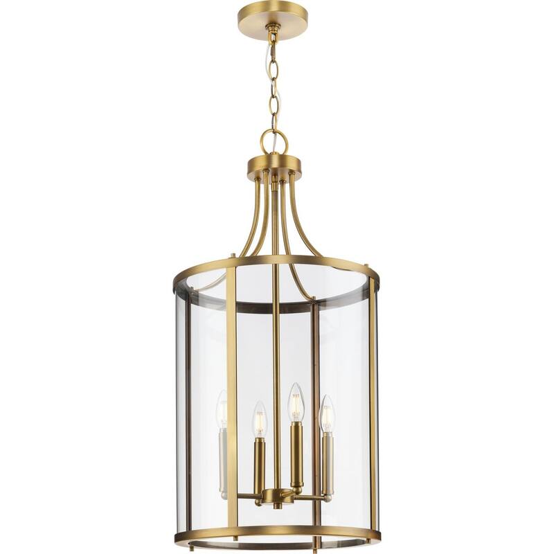 Gilliam Collection Four-Light Vintage Brass New Traditional Hall & Foyer - 15 in x 15 in x 30.62 in