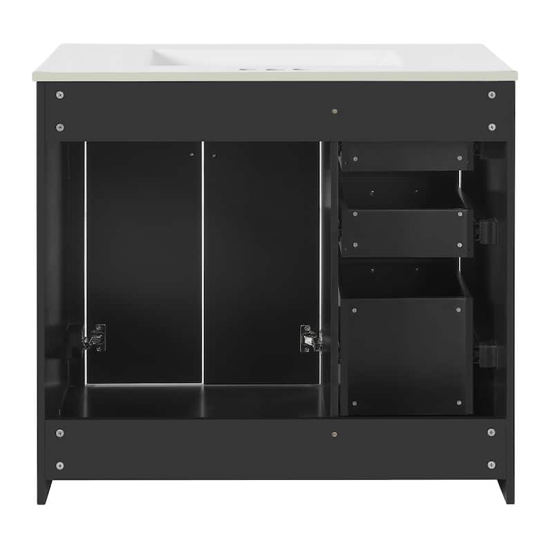 GDFStudio - Briarwick Modern Freestanding Double Bathroom Vanity Set with Ceramic Sinks, Drawers & Soft Closing Doors - 72'W