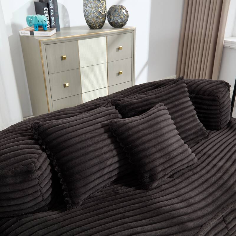 Corduroy Bean Bag Chair, Foam-Filled Lazy Floor Sofa with 3 Pillows, Soft Upholstered Lounge Chair for Adults & Teens