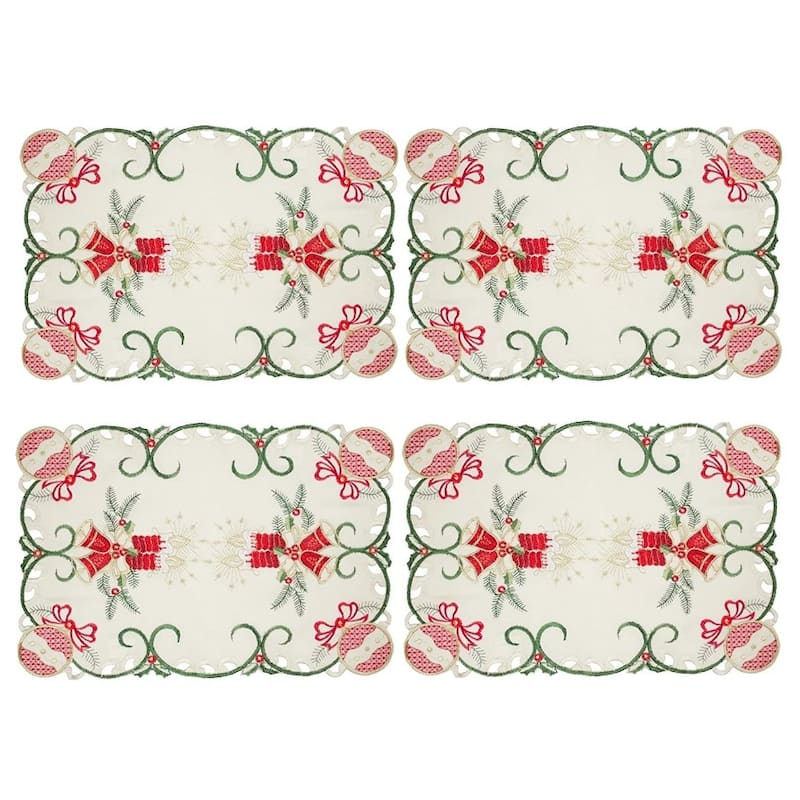 Set of 4 Holiday Collection Beige Fabric Table Placemats - Charming ...