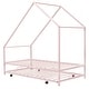 preview thumbnail 29 of 53, Metal House Bed with Twin Size Trundle, Twin Size House-Shaped Bed Steel Slat Support Easy Assembly for Kids Teens Boys & Girls